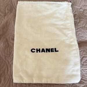 CHANEL Ivory Dust Bag with Black Logo